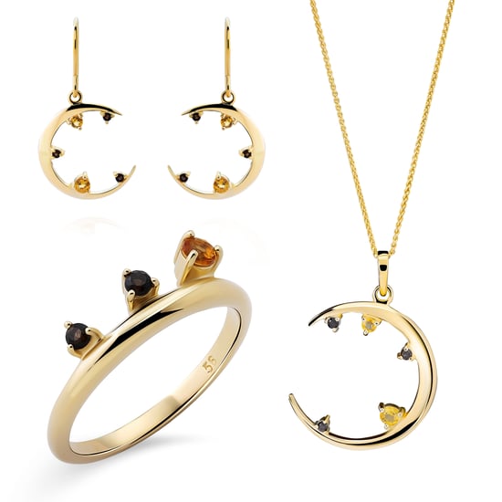 Orphelia 'Eline' Damen 925 Sterling Silber Set: Halskette + Ohrringe + Ring - Gold SET-7497/G - Image 1