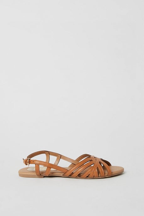 Fiona Lattice Peep Toe Slingback Flat Sandals - Image 2