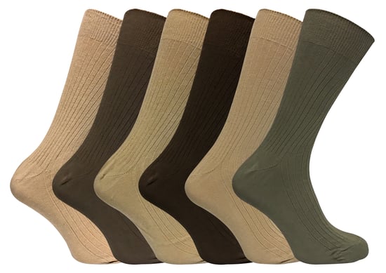 6 Pack Herren weich 100% Baumwolle atmungsaktiv farbig gerippt Kleid Socken - Image 1