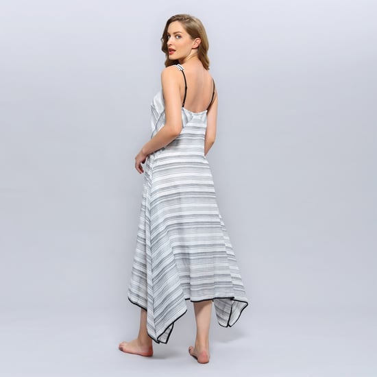 Diagonal gestreiftes Midikleid mit Riemen - Image 2