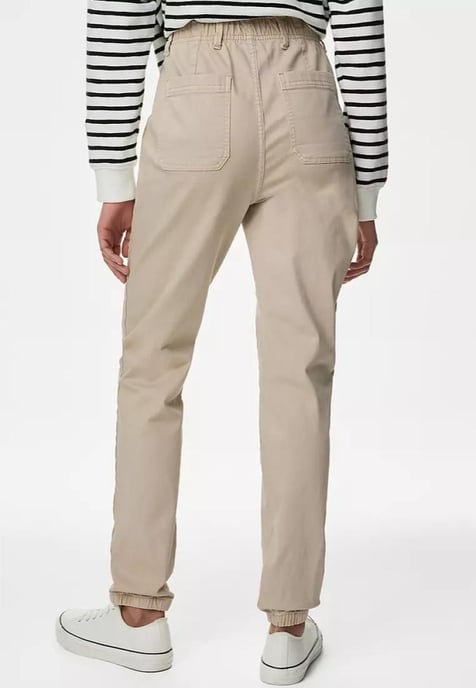 M&S Collection Damen Baumwollmischung Slim Fit Ankle Grazer Joggers Sand - Image 2