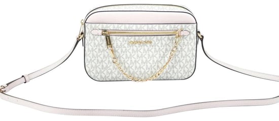 Michael Kors Damen Jet Set Item Große Ost-West Signatur Leder Reißverschluss Ketten Umhängetasche (Vanilla PVC/Puderrosé) - Image 1