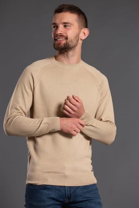 Stone Crew Neck Textured Jumper