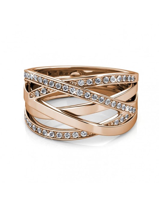 Criss Cross Ring - Rose Gold und Kristall - Image 3