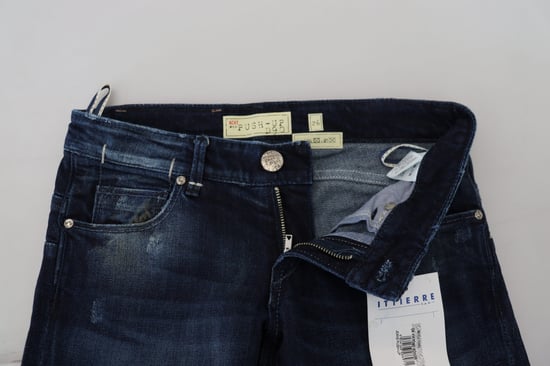 Acht Blaue Baumwolle Niedrige Taille Slim Fit Damen Freizeit Denim Damen Jeans - Image 4