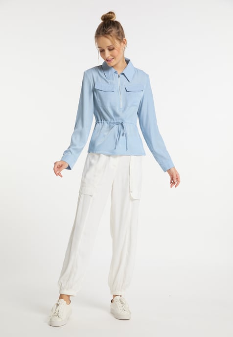 Dreimaster Bluse Damen hellblau - Image 2