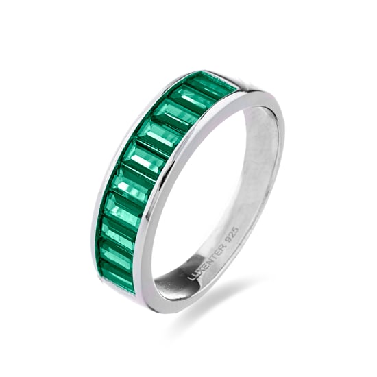 Silver and Esmeralda Cz Simal Ring