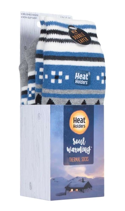Nordisch gemusterte, rutschfeste Herren-Thermo-Pantoffel-Socken mit Greifern - Image 2