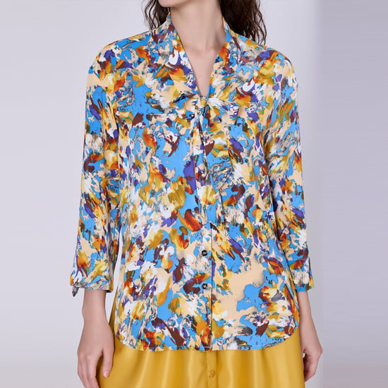 Bluse mit Ascot-Krawatte und abstraktem Druck - Image 3