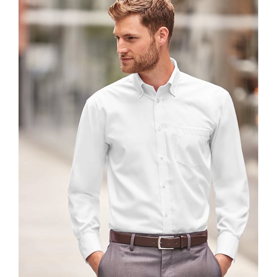Russell Collection Herren Langarm Ultimate Non-Iron Hemd (Weiß) - Image 4