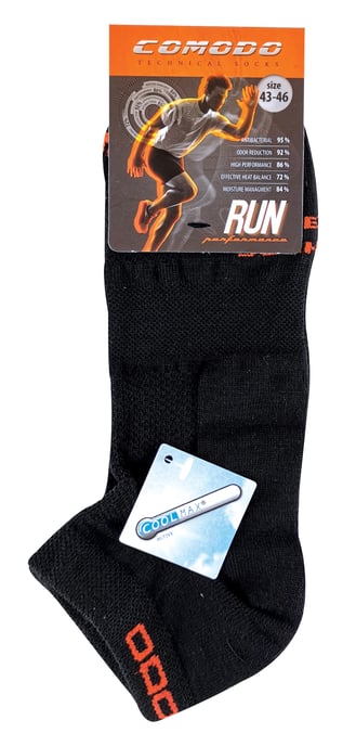 COMODO - Compressport Chaussettes Running | Basses | Coolmax | Renforcées - Noir - Image 2