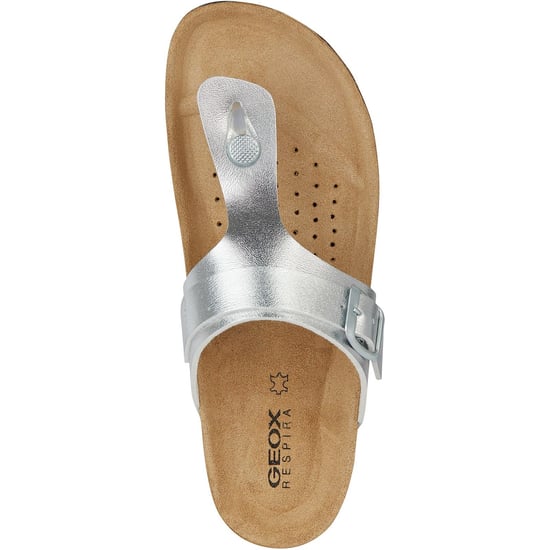 Geox D Brionia Metall Synthetik Polyurethan Damen Silber Sandalen - Image 4