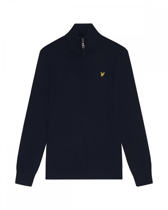 Lyle & Scott � Pullover aus Baumwollmerinowolle mit 1/4-Rei�verschluss, Marineblau - Image 1