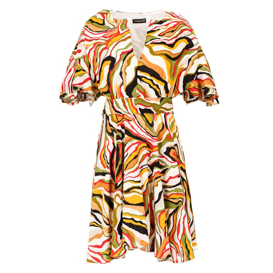 Ziegelfarbenes Printkleid mit Rüschenärmeln - Image 2