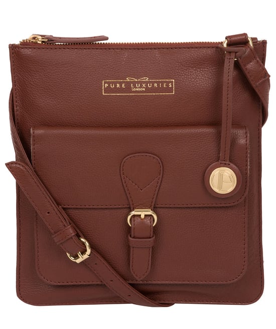 'Kenley' Chestnut Leather Cross Body Bag