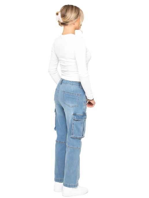 Enzo | Womens Cargo Straight Leg Jeans - Image 6