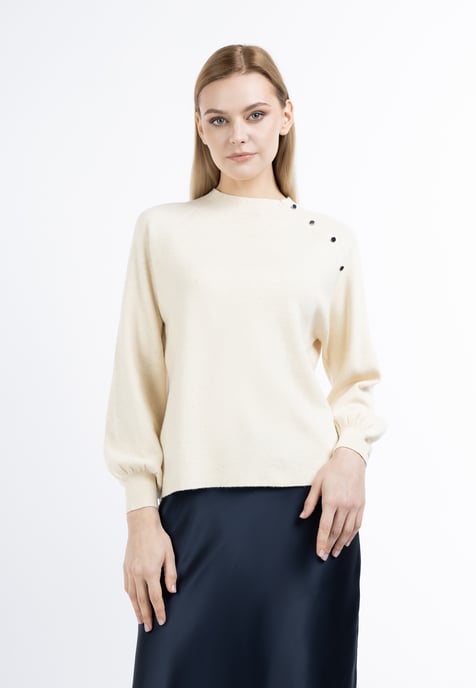 Dreimaster Strickpullover mit Rollkragen Damen Elfenbein - Image 3