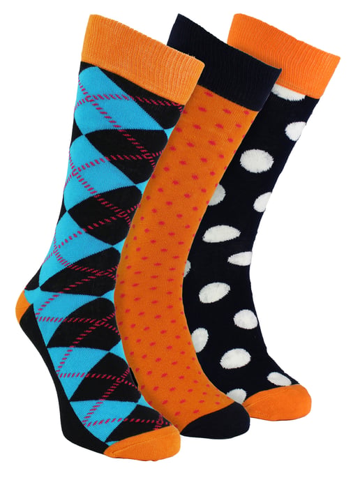 HS von Happy Socks - Herren 3er Pack Spaß Novelty Socken - Argyle (Orange) - Image 1
