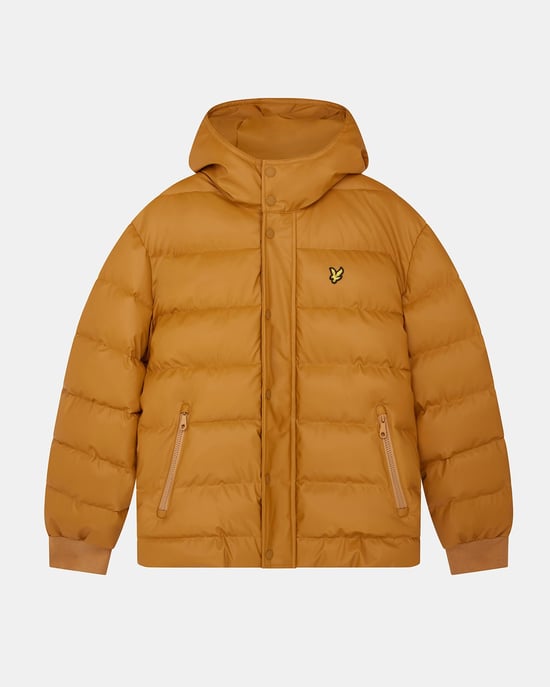 Lyle & Scott – Gummierte Pufferjacke in Senfgelb - Image 5