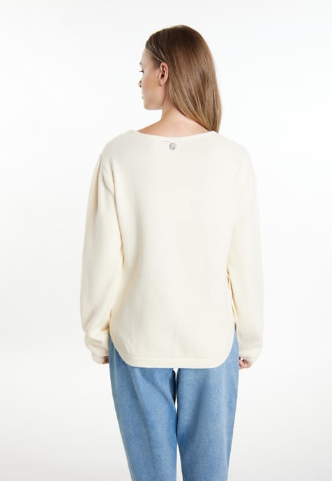 Dreimaster Strickpullover Damen Wollweiss - Image 4