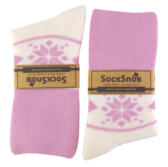 Damen Wollsocken mit Fairisle Design | Socken Snob | Thermo Lounge Socken für den Winter | Für Stiefel, zum Schlafen, im Freien oder als Geschenk | Weihnachtsdesigns - Creme - Image 2