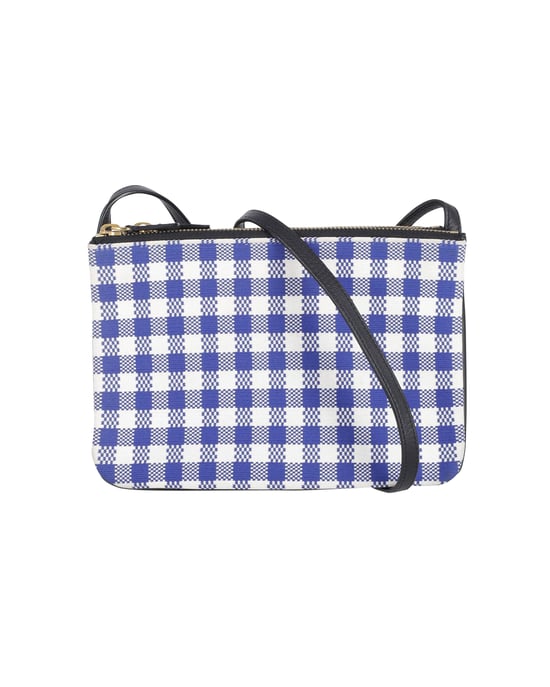 Celine Trio Gingham Umhängetasche aus Baumwolle in Blau und Weiß - Image 2