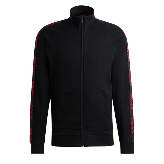 Men's Hugo Sporty Logo Zip-Up Track Top in Black