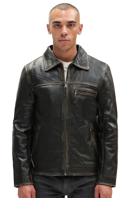 Men's Harrington Cow Hide Leather Jacket-Lima