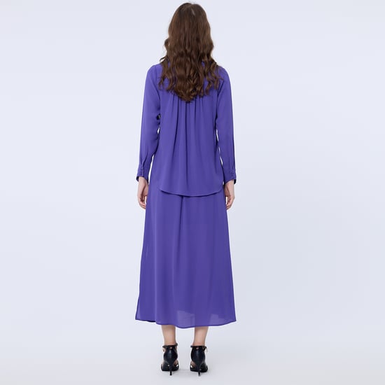 Langes Blusen-Kleid mit V-Ausschnitt - Image 5