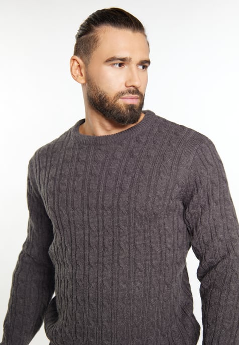 Dreimaster Strickpullover Herren grau melange - Image 5