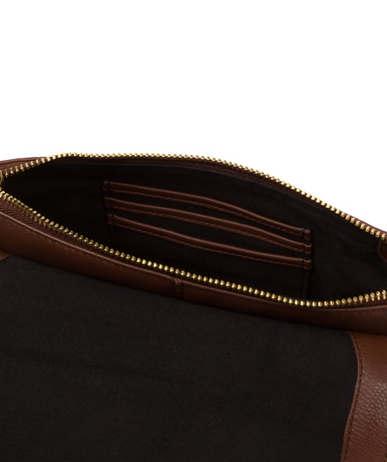 'Jazmine' Dark Tan Nappa Leather Grab Clutch Bag