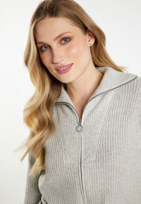 Dreimaster Strickjacke Damen grau melange - Image 5