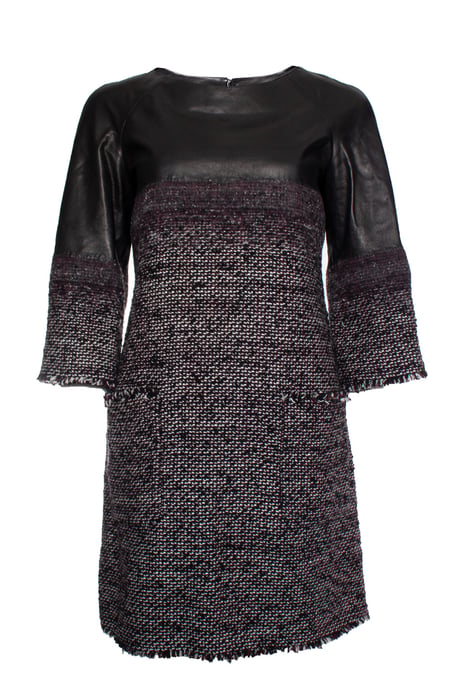 Tweedkleid mit Leder - Image 1