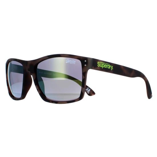 Superdry Sunglasses Kobe SDS 122 Matte Rubberised Tortoise Grey Yellow Flash Mirror