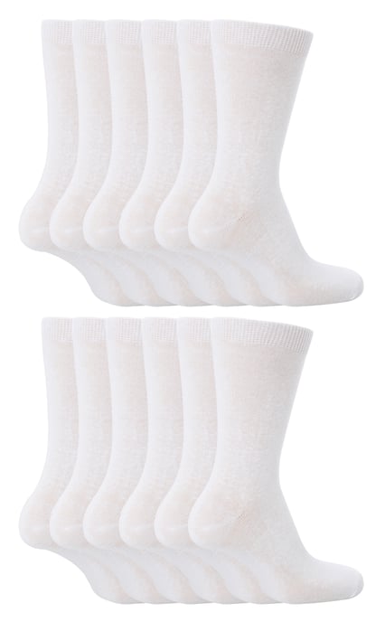 12 Paar Multipack Kids Plain School Socken | Jungen & Mädchen | 3 Größen | Sock Snob Childrens Cotton Rich Socks - Weiß - Image 1