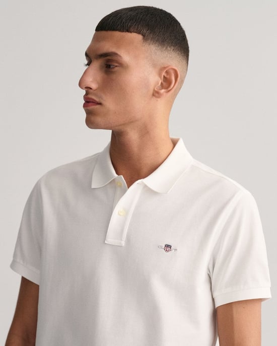 GANT Mens Slim Fit Short Sleeve Shield Logo Pique Polo
