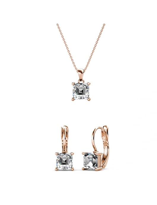 Quadratisches Set und Box - Rose Gold und Kristall - Image 1