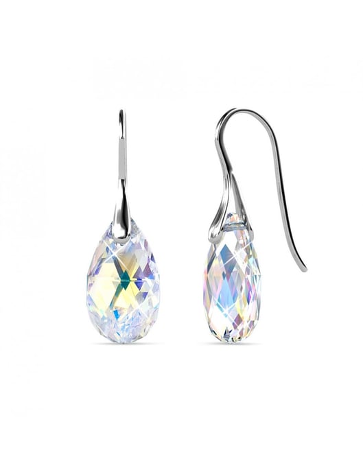 Teardrop-Haken-Ohrringe - Silber und AB-Klar - Image 1