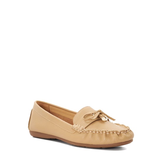 Dune Ladies Grovers - Leather Moccasins With Bow Detail