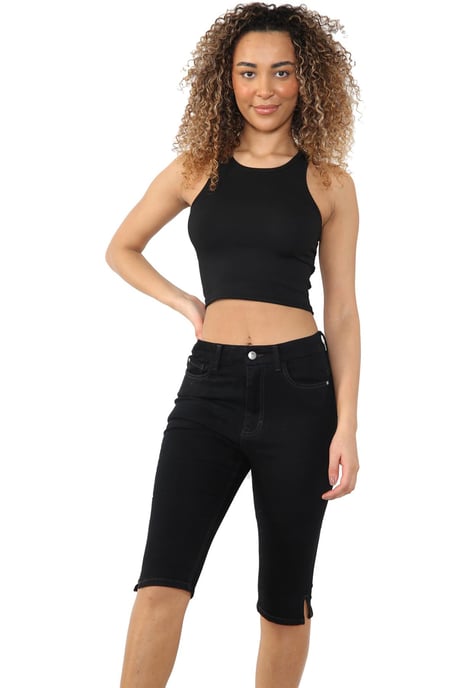 MYT Womens Magic Shaping hoch taillierte Denim Shorts Schwarz - Image 4