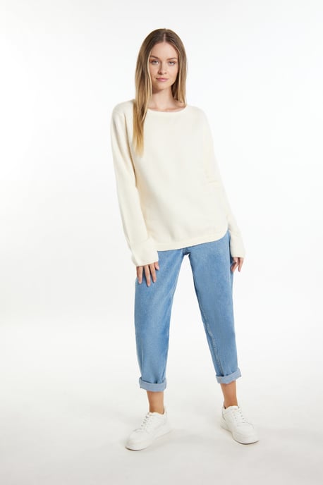 Dreimaster Strickpullover Damen Wollweiss - Image 2