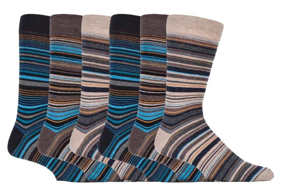 6er-Pack bunte gestreifte Baumwollsocken für Herren in 7 verschiedenen Ausführungen - Image 1
