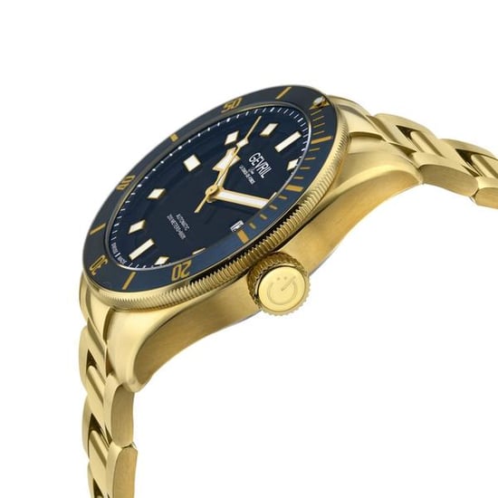 Gevril Herren Yorkville Schweizer Automatik Sellita SW200 Blau Zifferblatt IP Gelbgold Uhr - Image 2