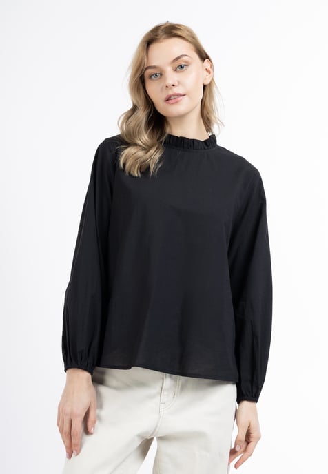 Dreimaster Langarmbluse Damen schwarz - Image 3