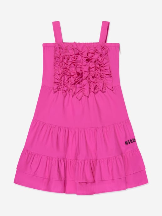 MSGM Girls Ruffle Dress in Pink