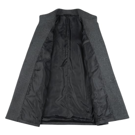 Men's Wool Long Slim Fit Stand-Up Collar Business Coat for Winter Grey