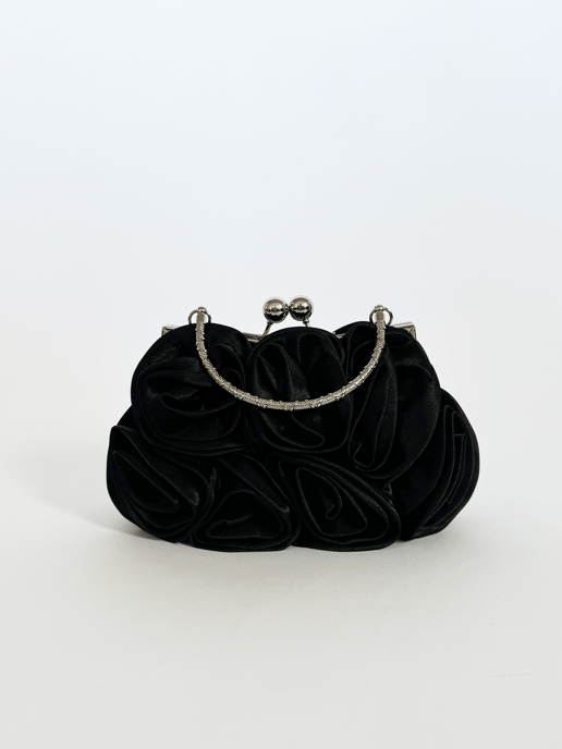 3D Rose Clutch Bag in Black