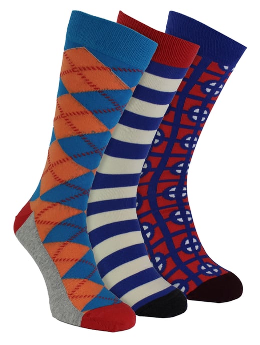 HS von Happy Socks - Herren 3er-Pack klassische Struktur-Anzugsocken - Target (Blau) - Image 1