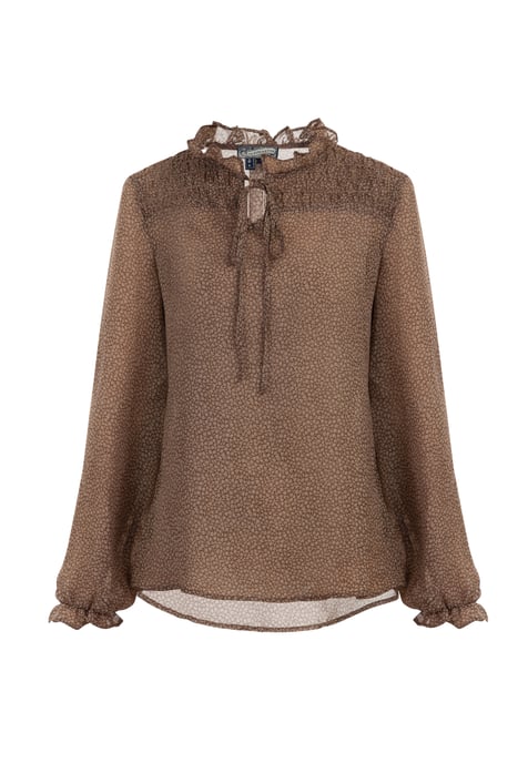 Dreimaster Bluse Damen braun-wollweiß - Image 1