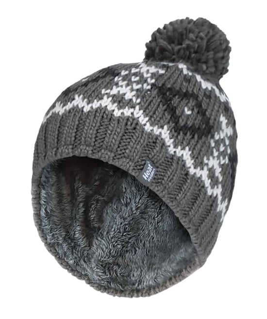 Herren Fleece gefüttert Thermal Winter Warm Beanie Bommelmütze mit Pom Pom - Image 1